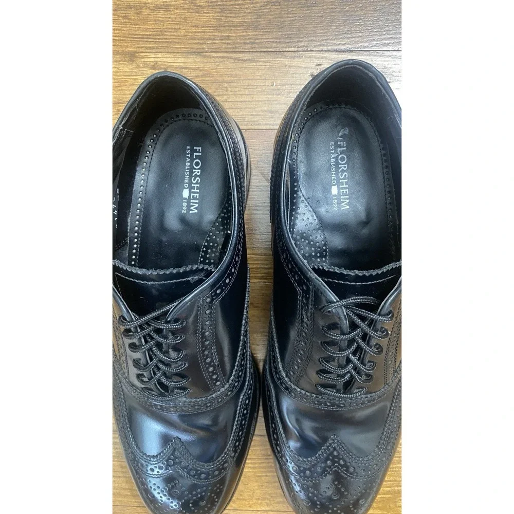Florsheim Lexington Wingtip Oxford Shoes Size 9 Black Leather Dress Shoes Career